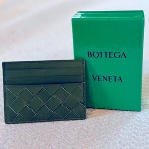 Bottega Veneta "Intrecciato" Aloe green leather card case BRAND NEW IN BOX $390